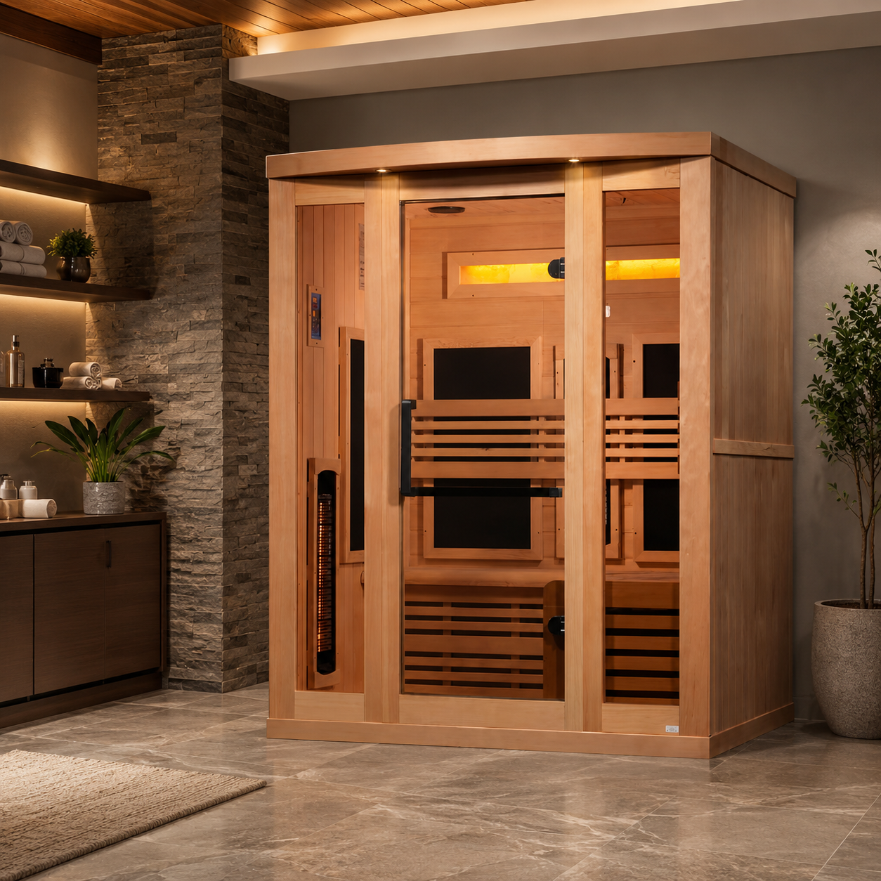 Golden Designs GDI-8230-01 Full Spectrum Himalayan Salt Bar 3 Person Sauna