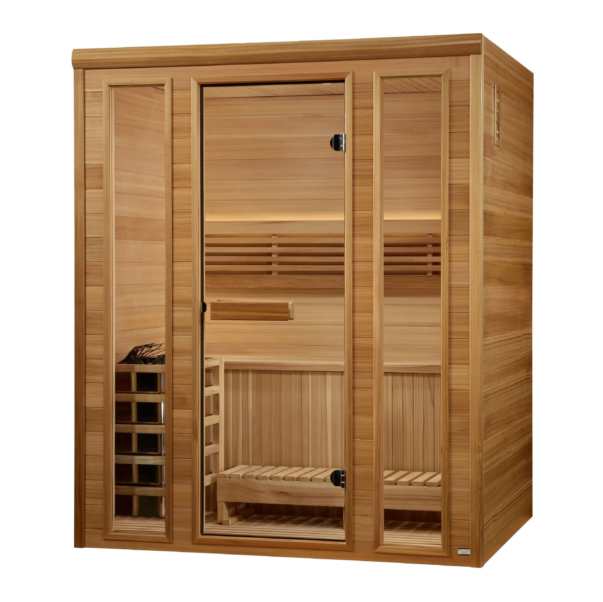 Golden Designs 2025 "Andermatt Edition" 2-3 Person Traditional Steam Sauna – Pacific Premium Clear Cedar-Golden Designs Inc-InHouse Wellness