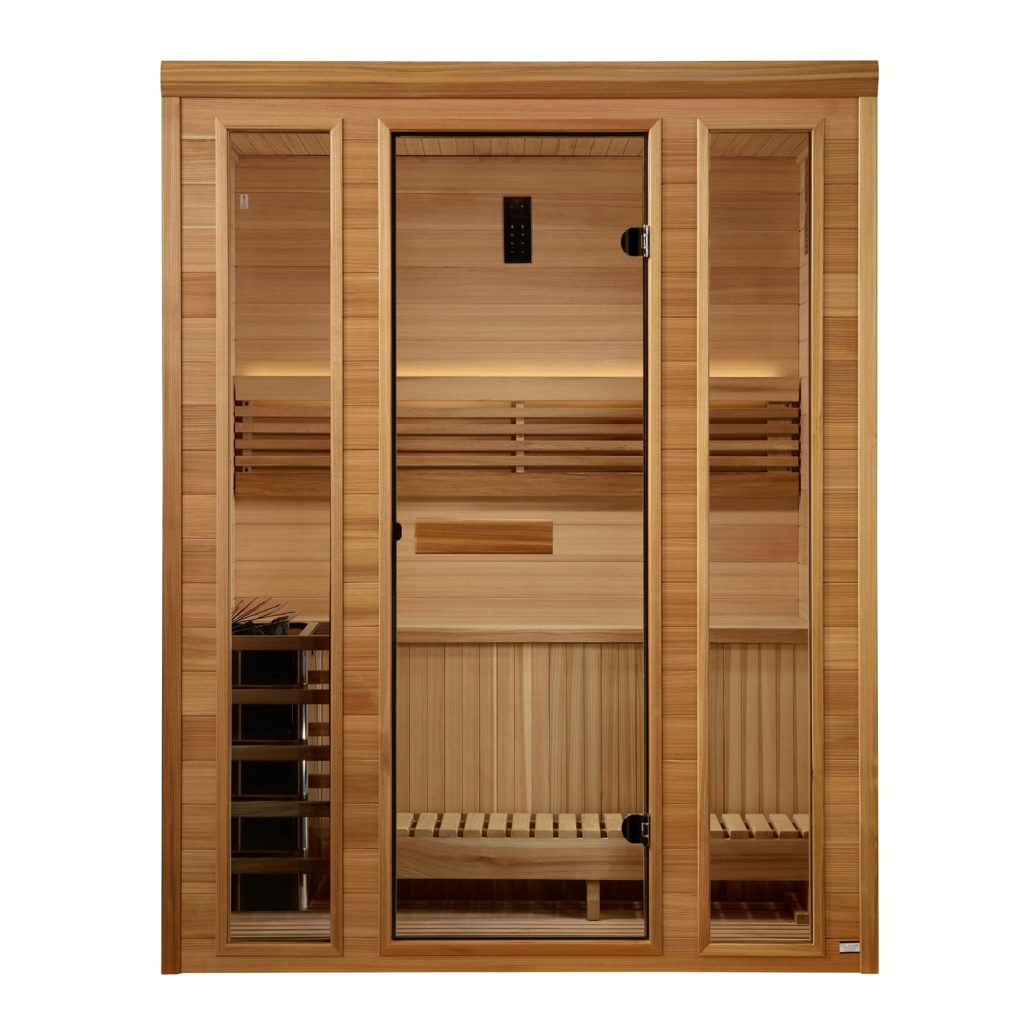 Golden Designs 2025 "Andermatt Edition" 2-3 Person Traditional Steam Sauna – Pacific Premium Clear Cedar-Golden Designs Inc-InHouse Wellness