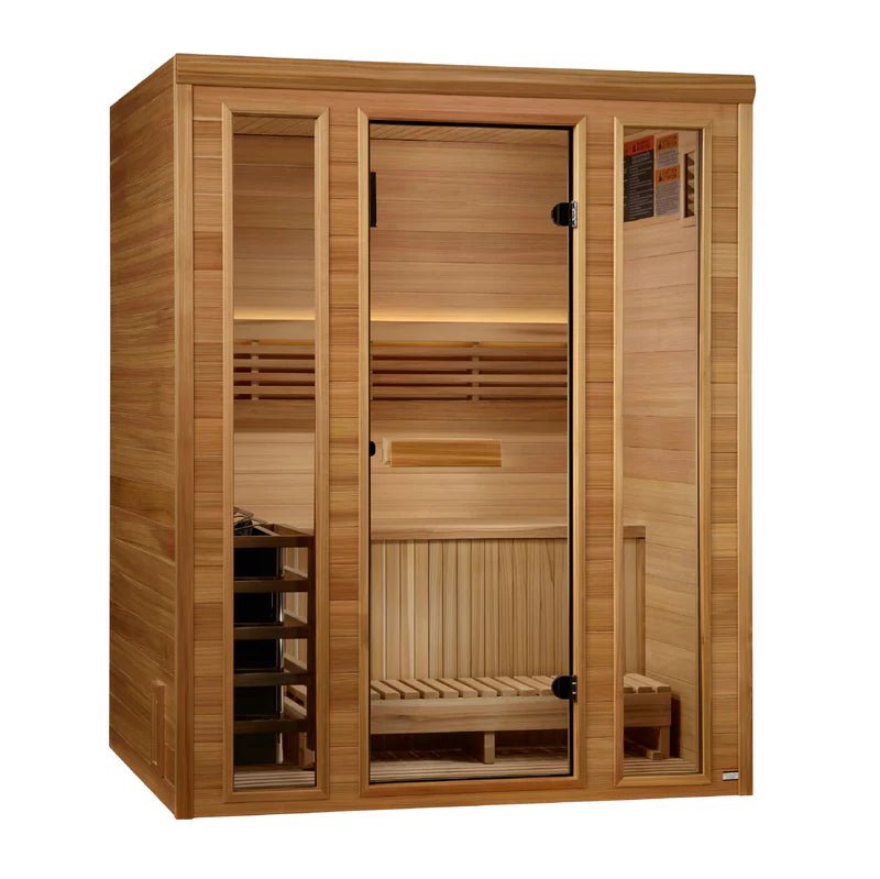 Golden Designs 2025 "Andermatt Edition" 2-3 Person Traditional Steam Sauna – Pacific Premium Clear Cedar-Golden Designs Inc-InHouse Wellness