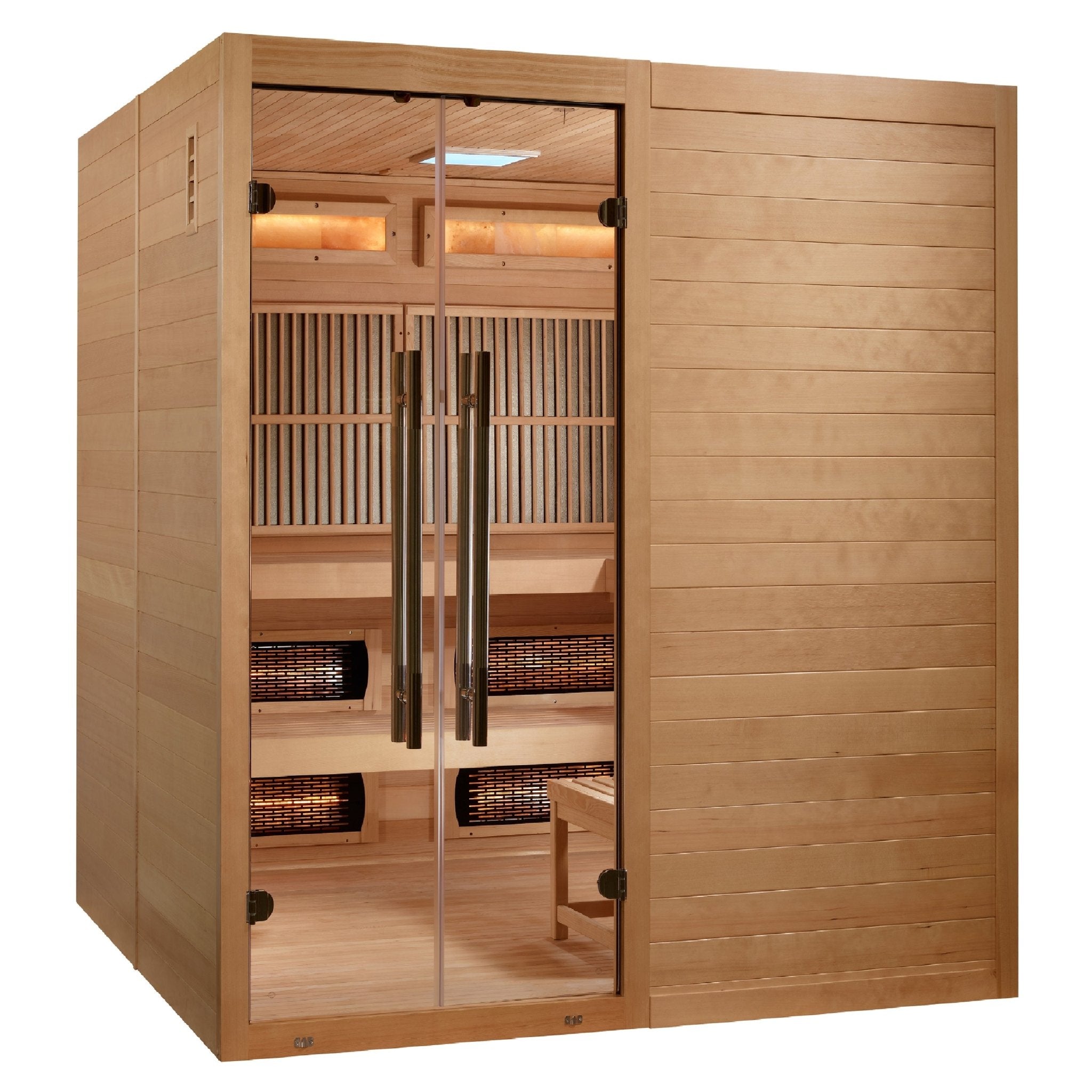 Golden Designs 2025 Toledo Per Hybrid Sauna (Indoor). Full Spectrum and Harvia Traditional Stove-Golden Designs Inc-InHouse Wellness