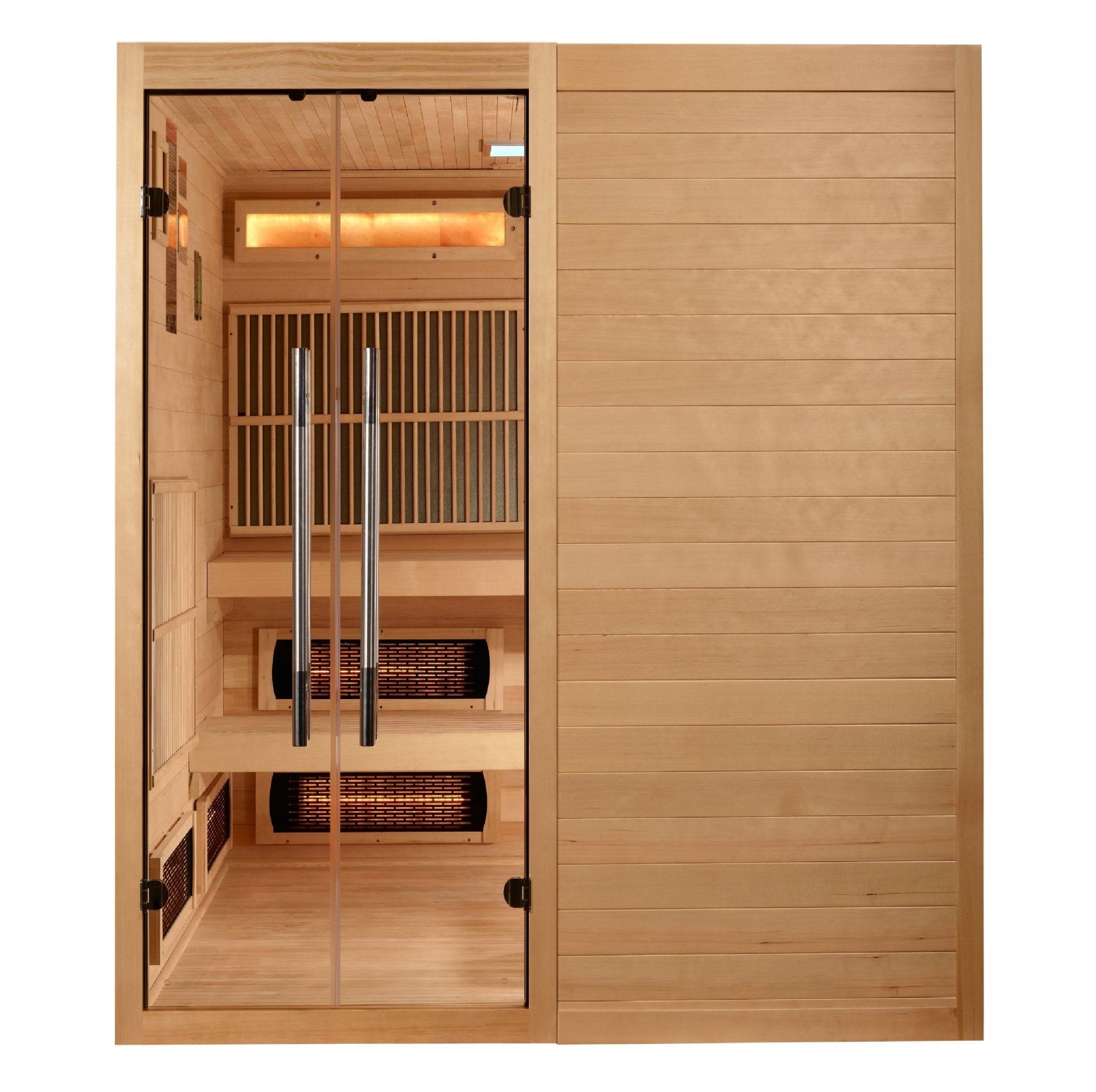 Golden Designs 2025 Toledo Per Hybrid Sauna (Indoor). Full Spectrum and Harvia Traditional Stove-Golden Designs Inc-InHouse Wellness