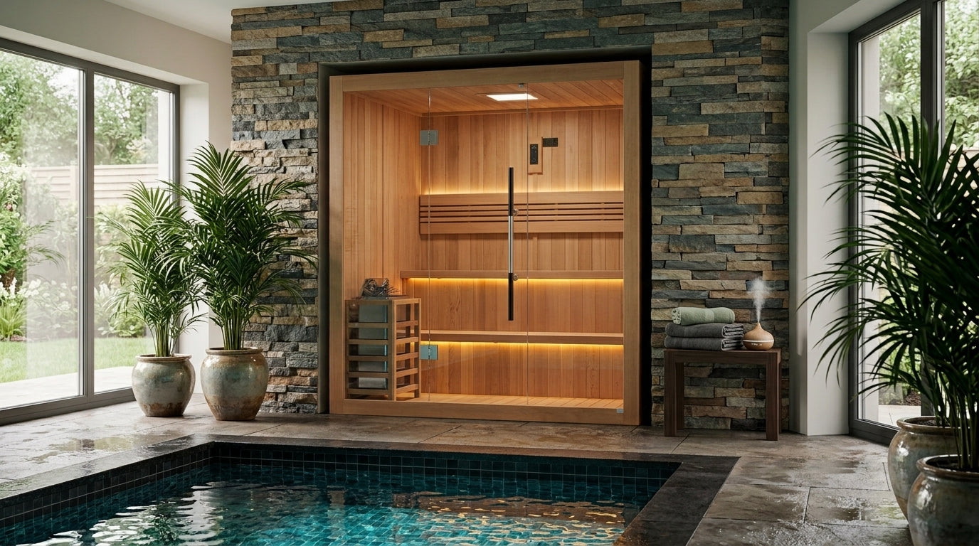 Golden Designs "Kuusamo Edition" 6-Person Indoor Traditional Sauna - Canadian Red Cedar Interior