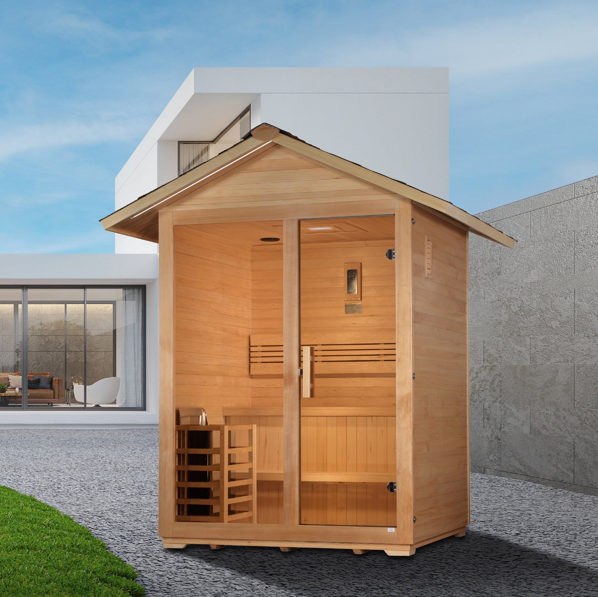 Golden Designs "Arlberg" 3-Person Traditional Outdoor Sauna - Canadian Hemlock-Golden Designs Inc-InHouse Wellness