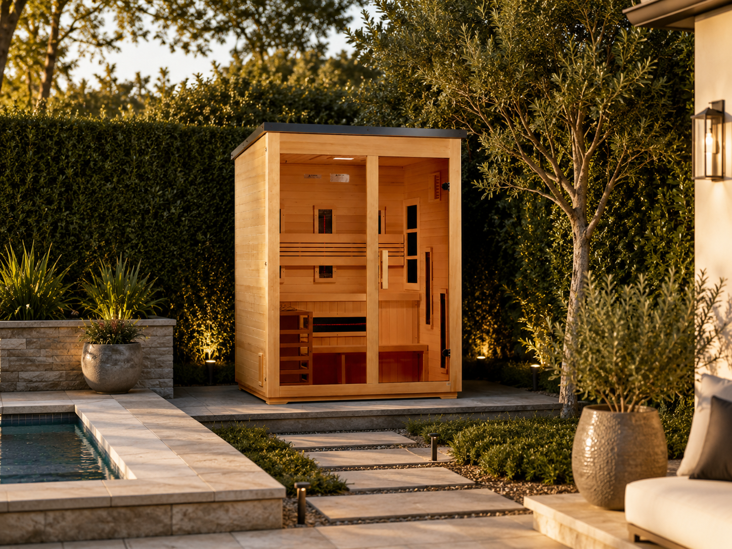 Golden Designs Carinthia 3-Person Hybrid Outdoor Sauna | Flat Roof