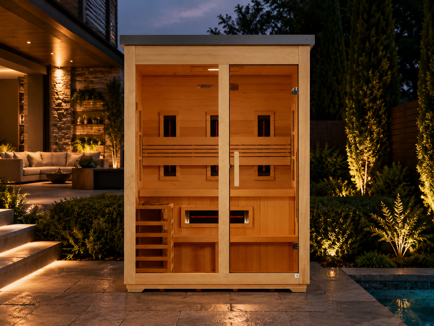 Golden Designs Carinthia 3-Person Hybrid Outdoor Sauna | Flat Roof
