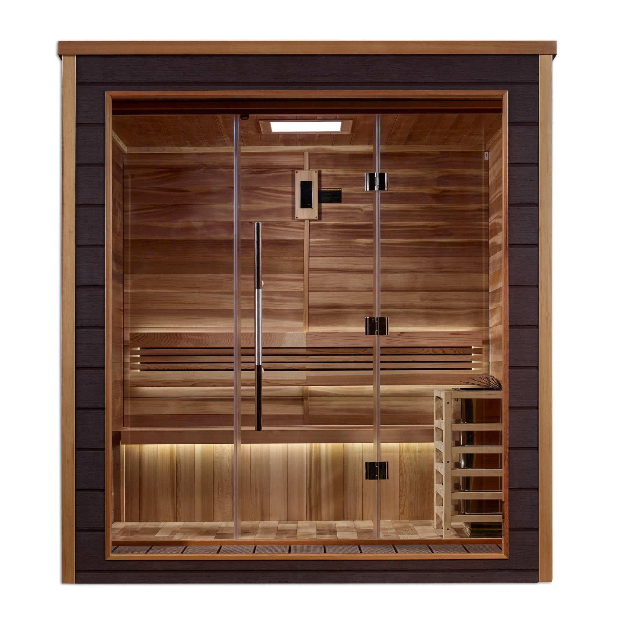 Golden Designs Drammen 3-Person Outdoor Traditional Sauna - Canadian Red Cedar Interior-Golden Designs Inc-InHouse Wellness