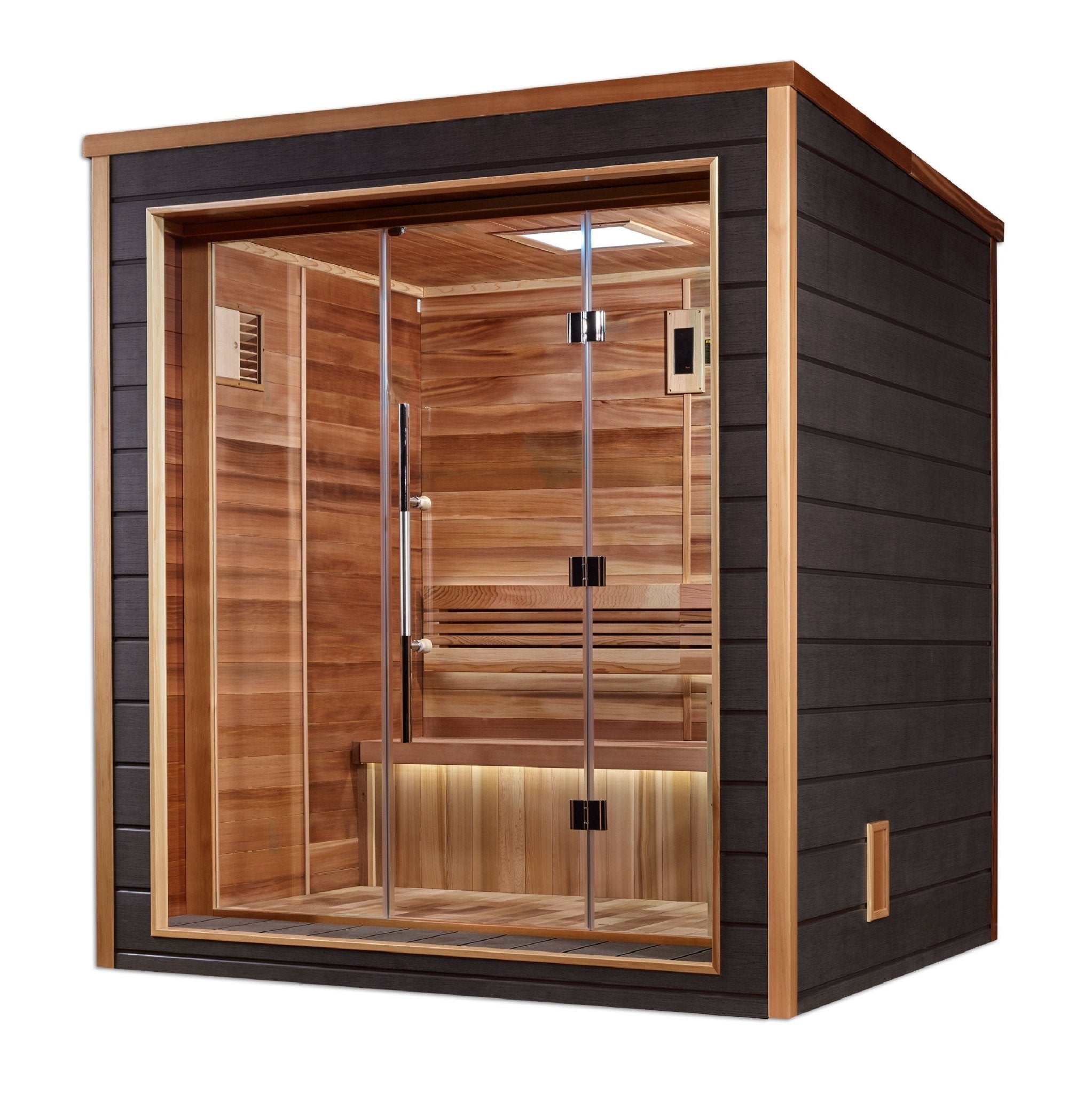 Golden Designs Drammen 3-Person Outdoor Traditional Sauna - Canadian Red Cedar Interior-Golden Designs Inc-InHouse Wellness