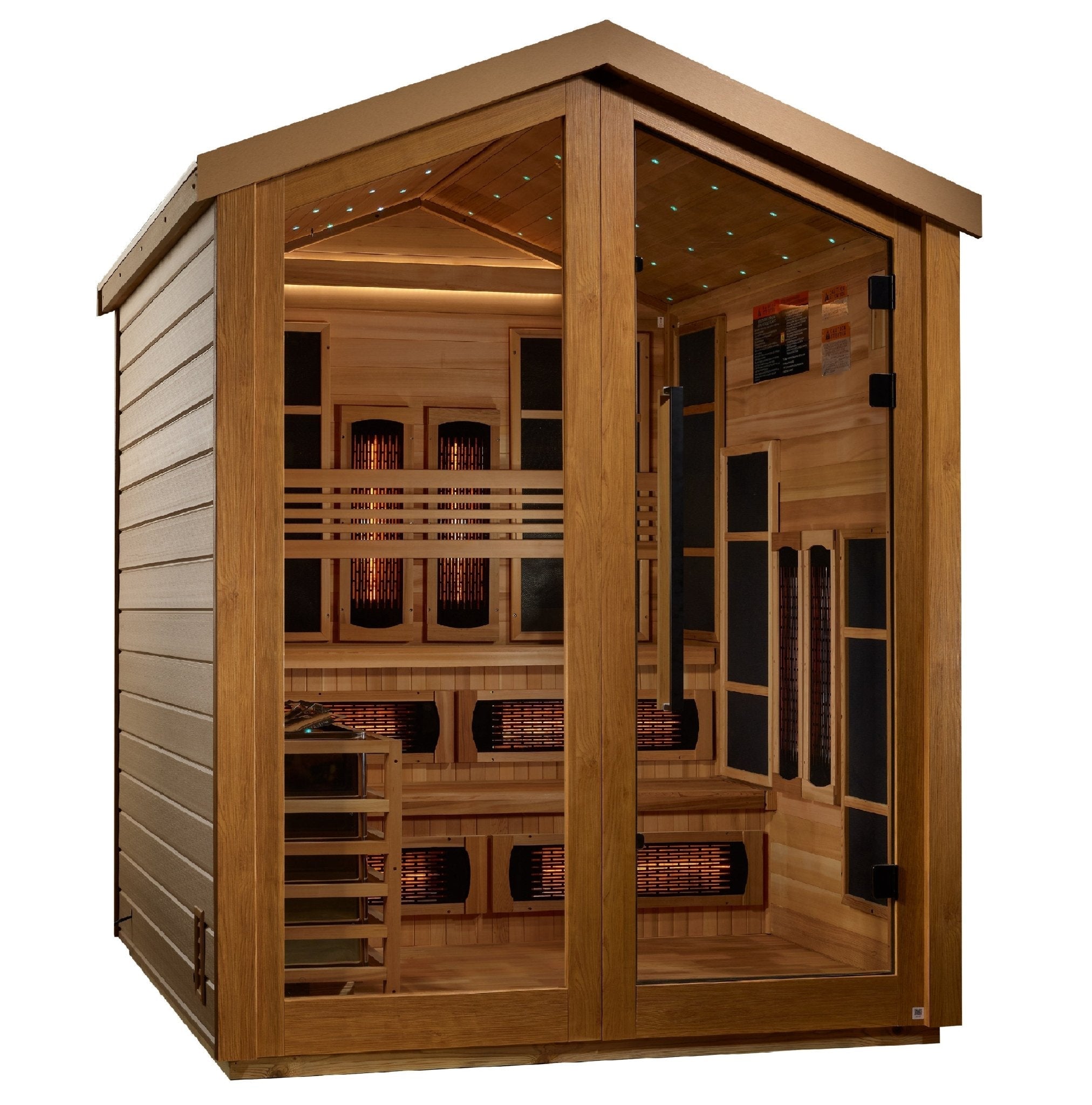 Golden Designs Kaskinen 6-Person Hybrid Outdoor Sauna – Canadian Red Cedar Interior-Golden Designs Inc-InHouse Wellness