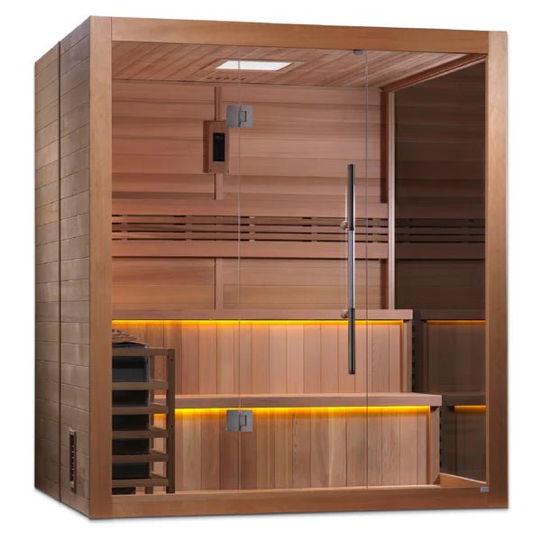 Golden Designs "Kuusamo Edition" 6-Person Indoor Traditional Sauna - Canadian Red Cedar Interior-Golden Designs Inc-InHouse Wellness
