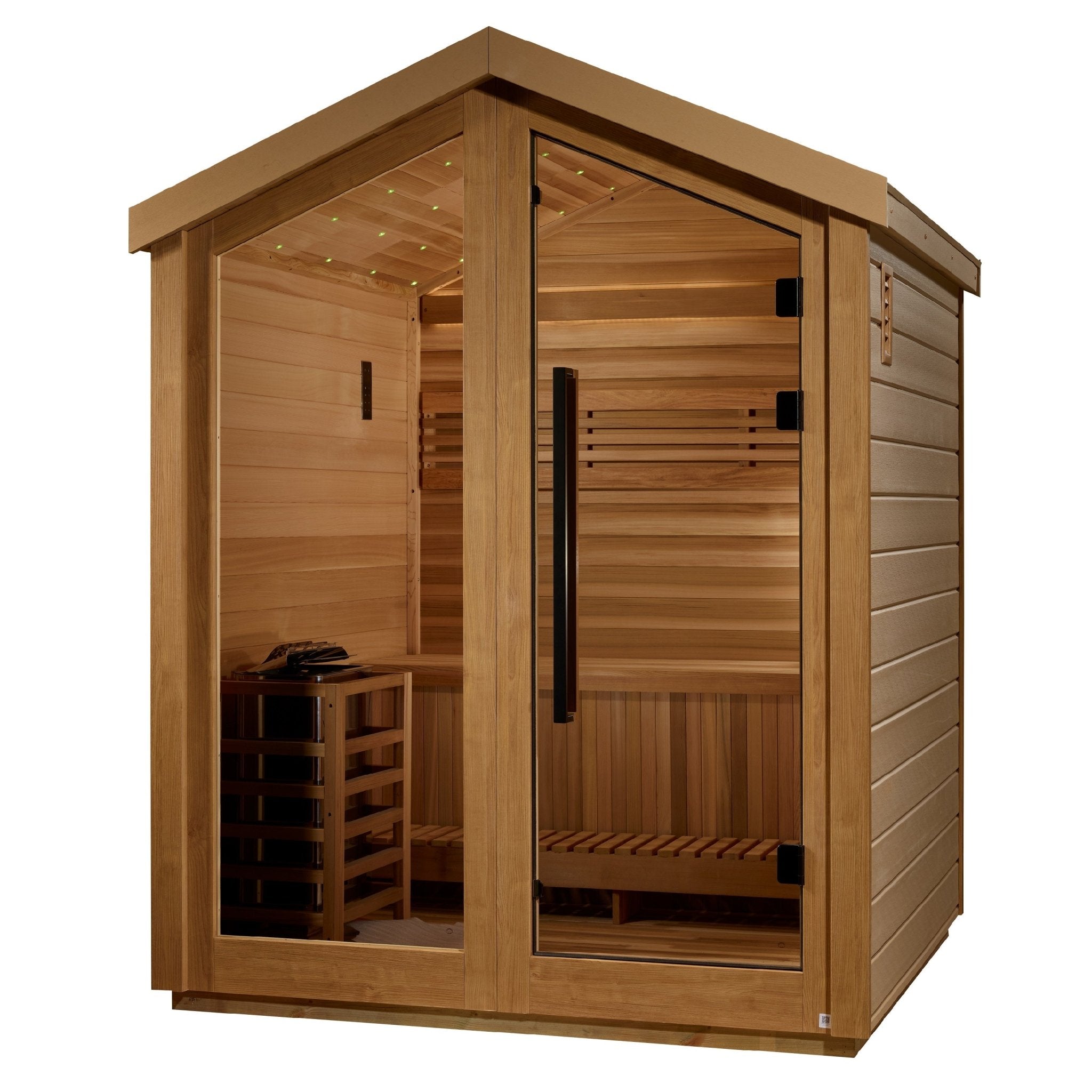Golden Designs Savonlinna 3-Person Outdoor Traditional Sauna - Canadian Red Cedar Interior-Golden Designs Inc-InHouse Wellness