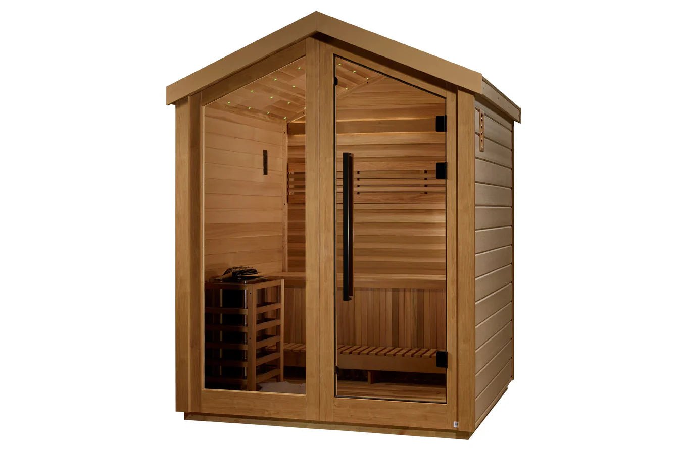 Golden Designs Savonlinna 3-Person Outdoor Traditional Sauna - Canadian Red Cedar Interior-Golden Designs Inc-InHouse Wellness
