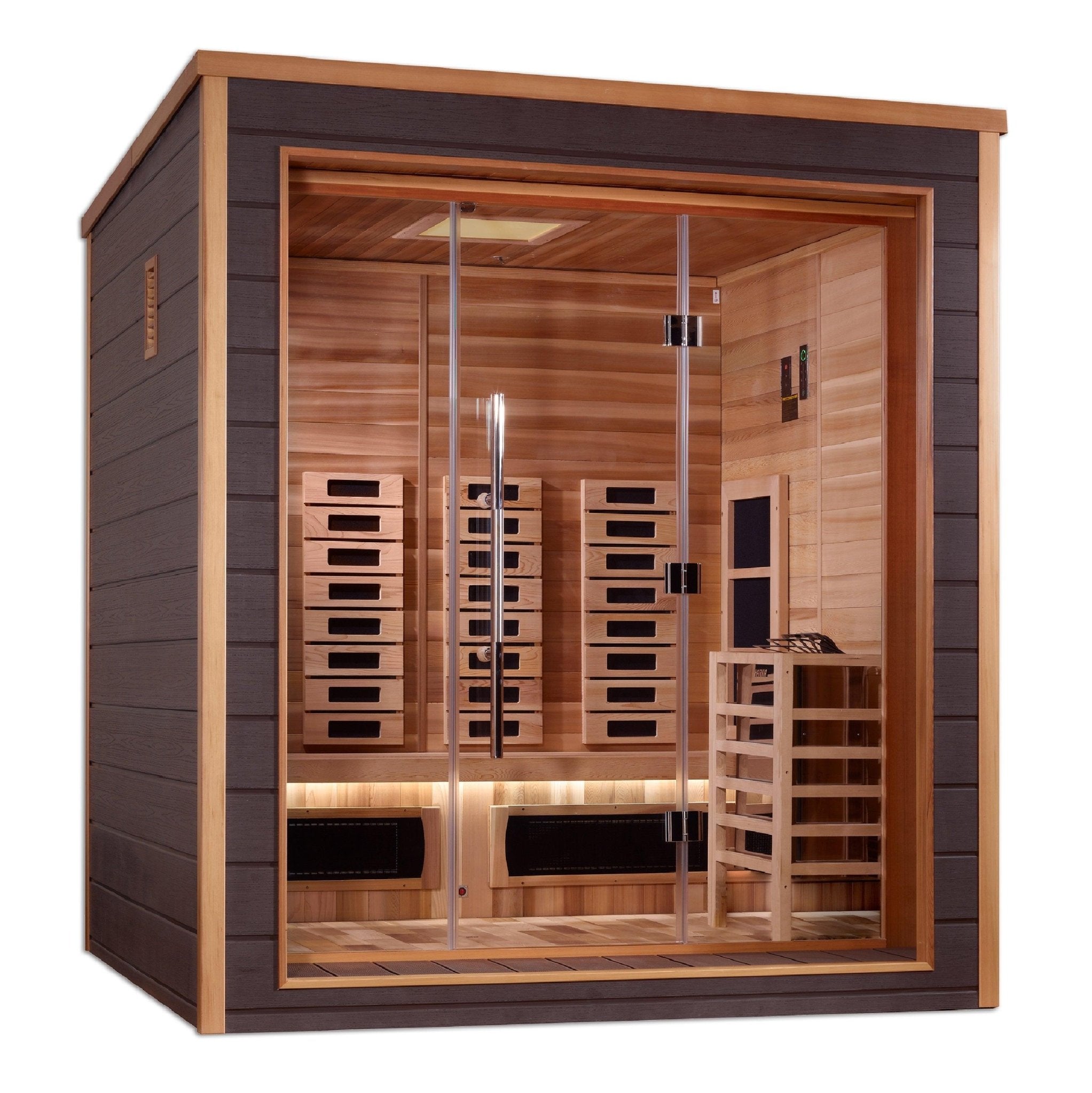 Golden Designs Visby 3 Person Outdoor-Indoor PureTech™ Hybrid Full Spectrum Sauna-Golden Designs Inc-InHouse Wellness
