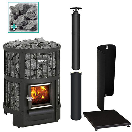 Harvia LEGEND 150 BK PKG Wood-Burning Sauna Stove Package 16kW