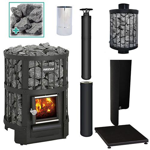 Harvia LEGEND 150 BK WH PKG 16kW Wood-Burning Sauna Stove Package