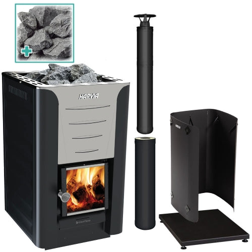 Harvia Pro 20 BK Pkg Wood-Burning Sauna Stove Package 24.1 kW