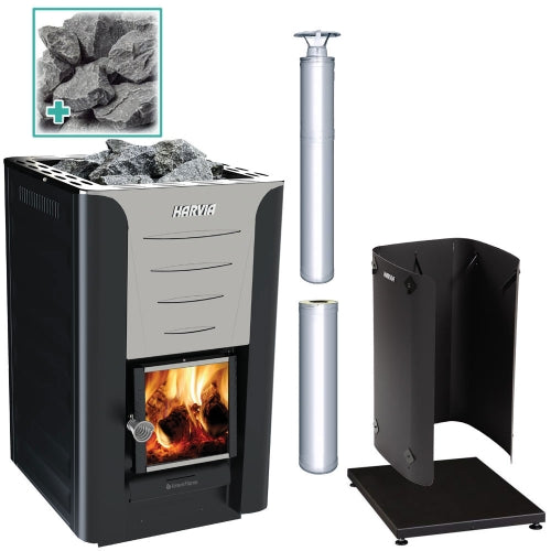 Harvia PRO 20 SS PKG Wood-Burning Sauna Stove Package 24.1 kW