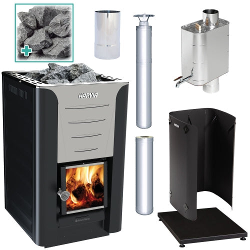 Harvia PRO 20 SS WH PKG 24kW Wood-Burning Sauna Stove Package