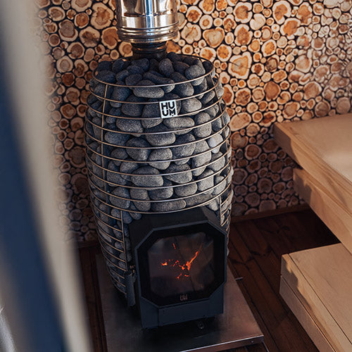 Wood-Burning Sauna Stove + Stones – 9.8kW – For 282–635 cu. ft. Sauna Rooms