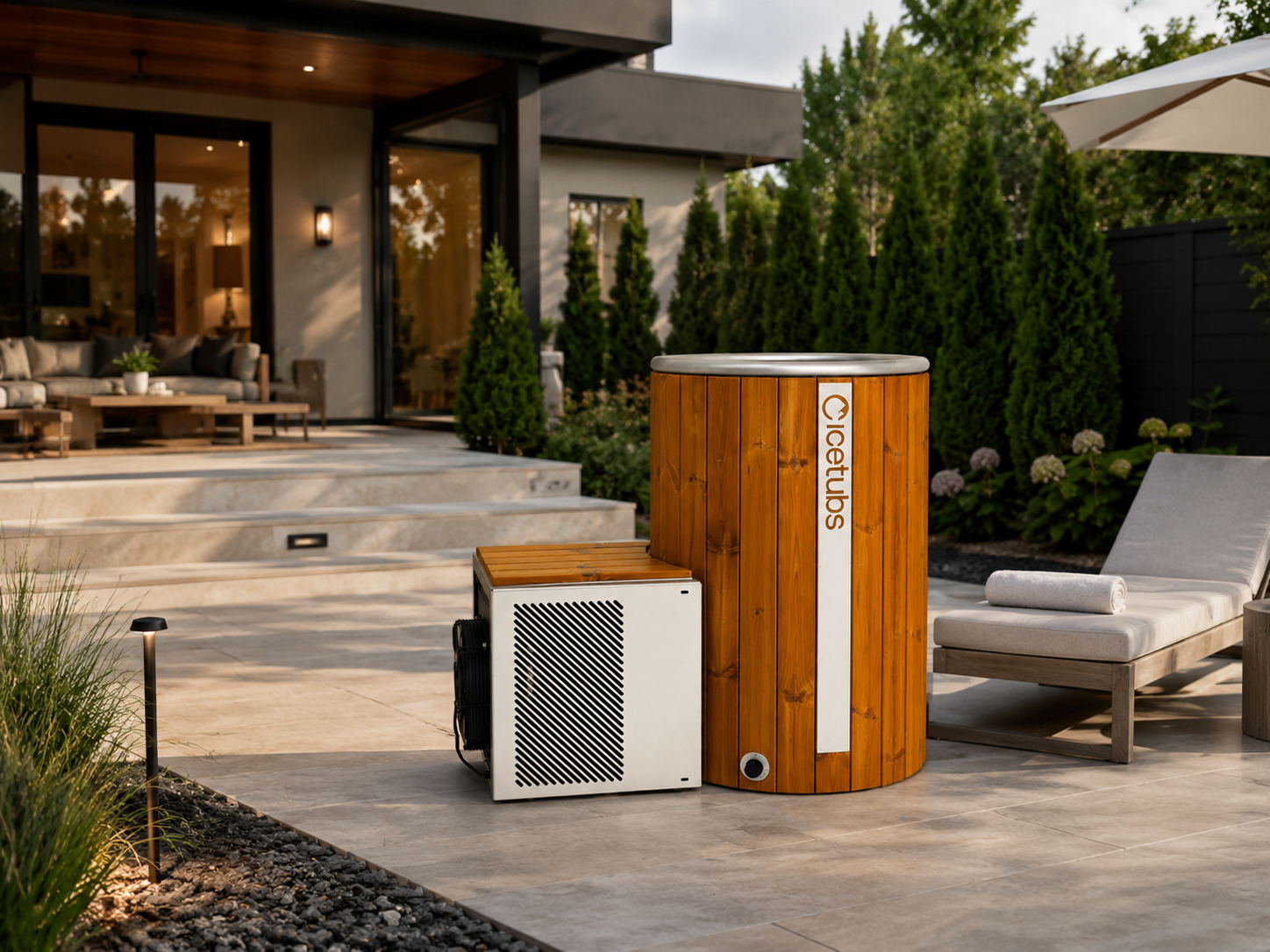 Icetubs IceBarrel 2.18 kW Thermowood Stainless Cold Plunge 53 in