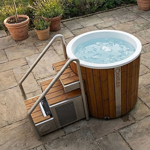 Icetubs IceBarrel XL 2.18 kW Thermowood Fiberglass Cold Plunge with Stairs