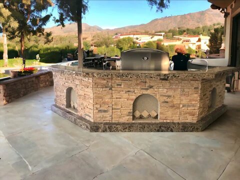 Laguna Q GPV3100 Outdoor Kitchen Island – Premium 5-Burner Convection Grill with Deep Fryer and Side Burners-Cal Flame-InHouse Wellness
