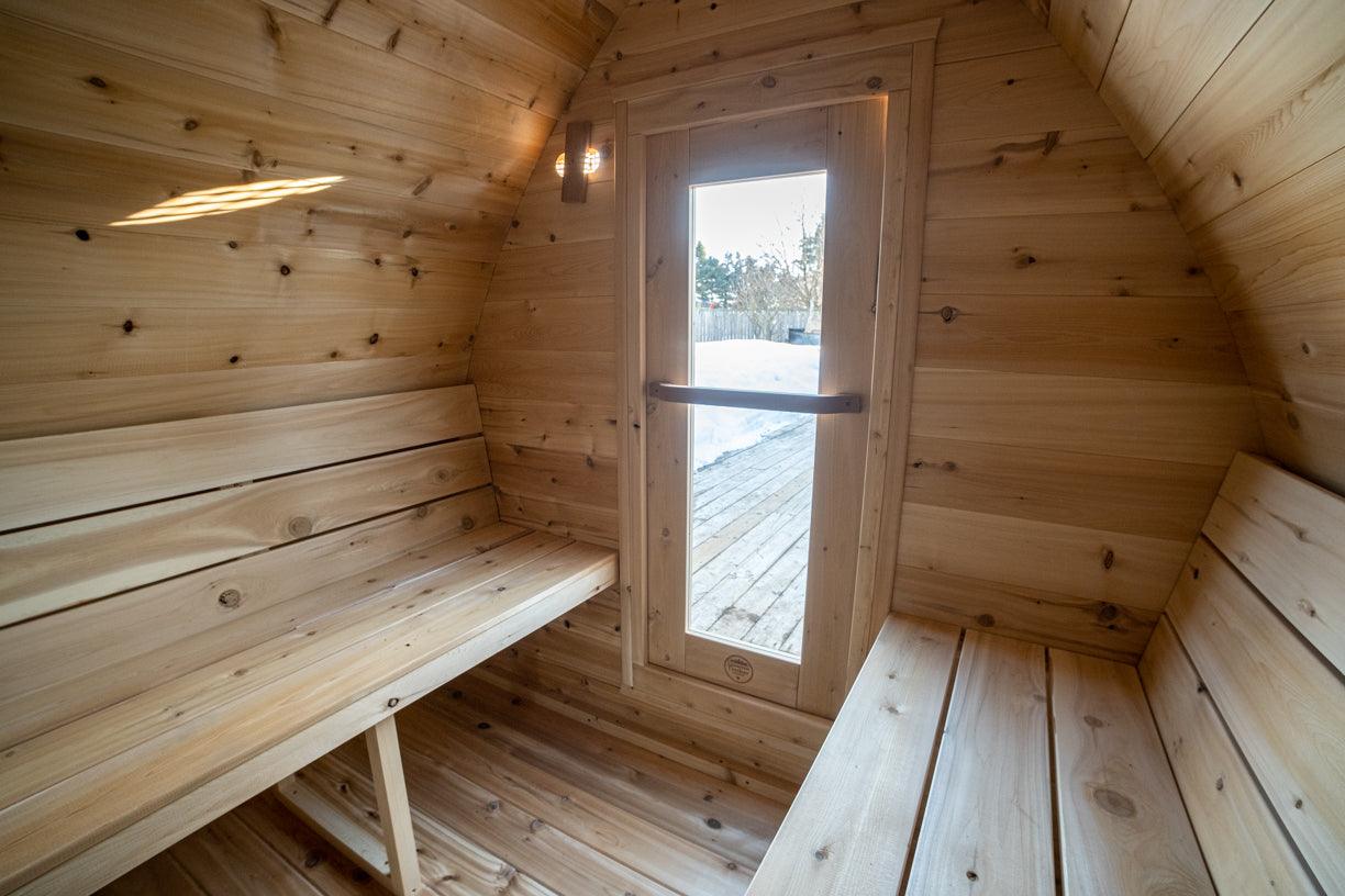 LeisureCraft CT MiniPOD Outdoor Sauna – 3-4 Person Cabin Sauna with Premium Cedar-Dundalk Leisurecraft-InHouse Wellness