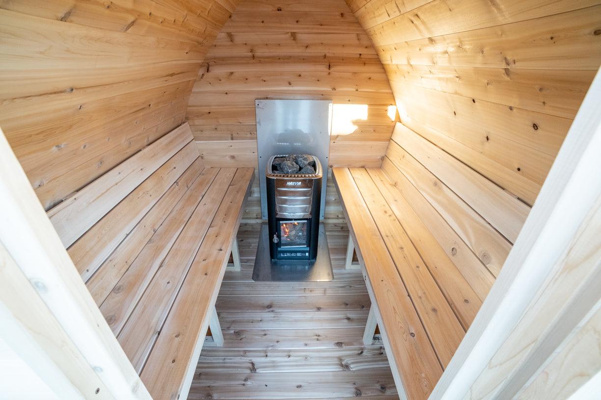 LeisureCraft CT MiniPOD Outdoor Sauna – 3-4 Person Cabin Sauna with Premium Cedar-Dundalk Leisurecraft-InHouse Wellness