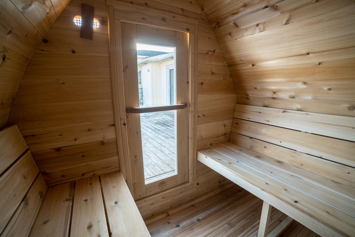 LeisureCraft CT MiniPOD Outdoor Sauna – 3-4 Person Cabin Sauna with Premium Cedar-Dundalk Leisurecraft-InHouse Wellness