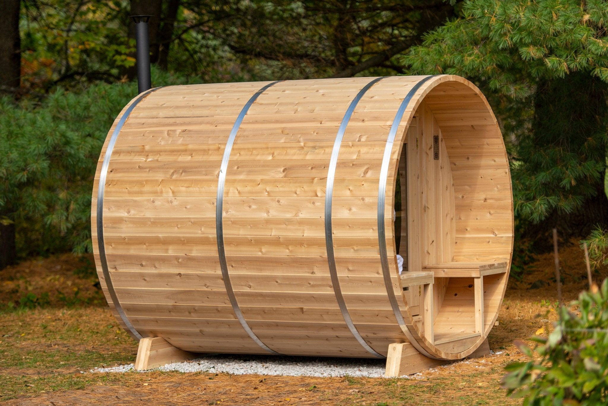 LeisureCraft Serenity Barrel Sauna – Fits 3-4 People-Dundalk Leisurecraft-InHouse Wellness