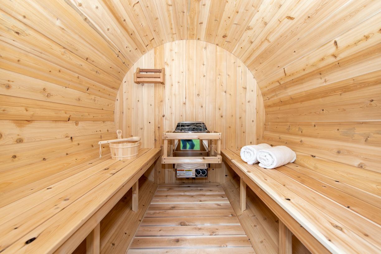 Leisurecraft Timber Harmony 4 Person Outdoor Barrel Sauna-Dundalk Leisurecraft-InHouse Wellness
