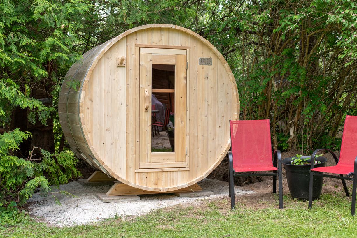 Leisurecraft Timber Harmony 4 Person Outdoor Barrel Sauna-Dundalk Leisurecraft-InHouse Wellness
