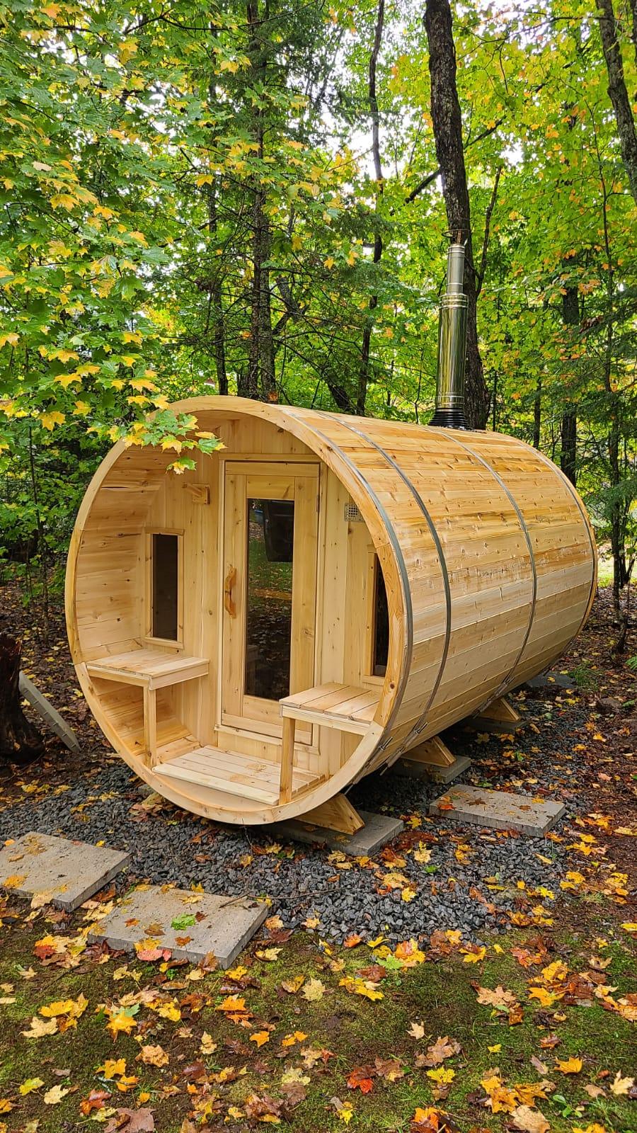 LeisureCraft Tranquility Barrel Sauna for up to 8 People | Premium Canadian Cedar-Dundalk Leisurecraft-InHouse Wellness