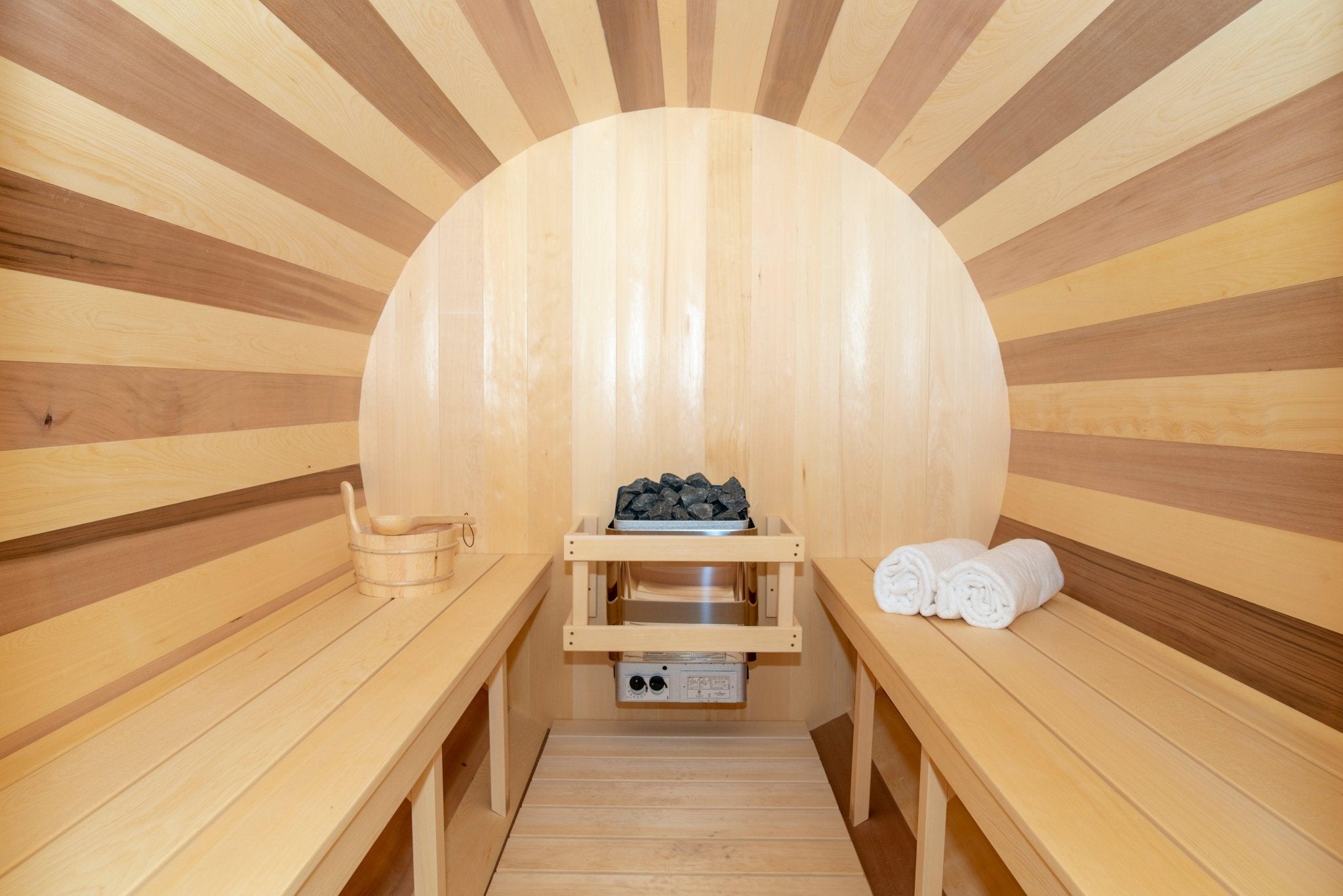 LeisureCraft Tranquility Barrel Sauna for up to 8 People | Premium Canadian Cedar-Dundalk Leisurecraft-InHouse Wellness