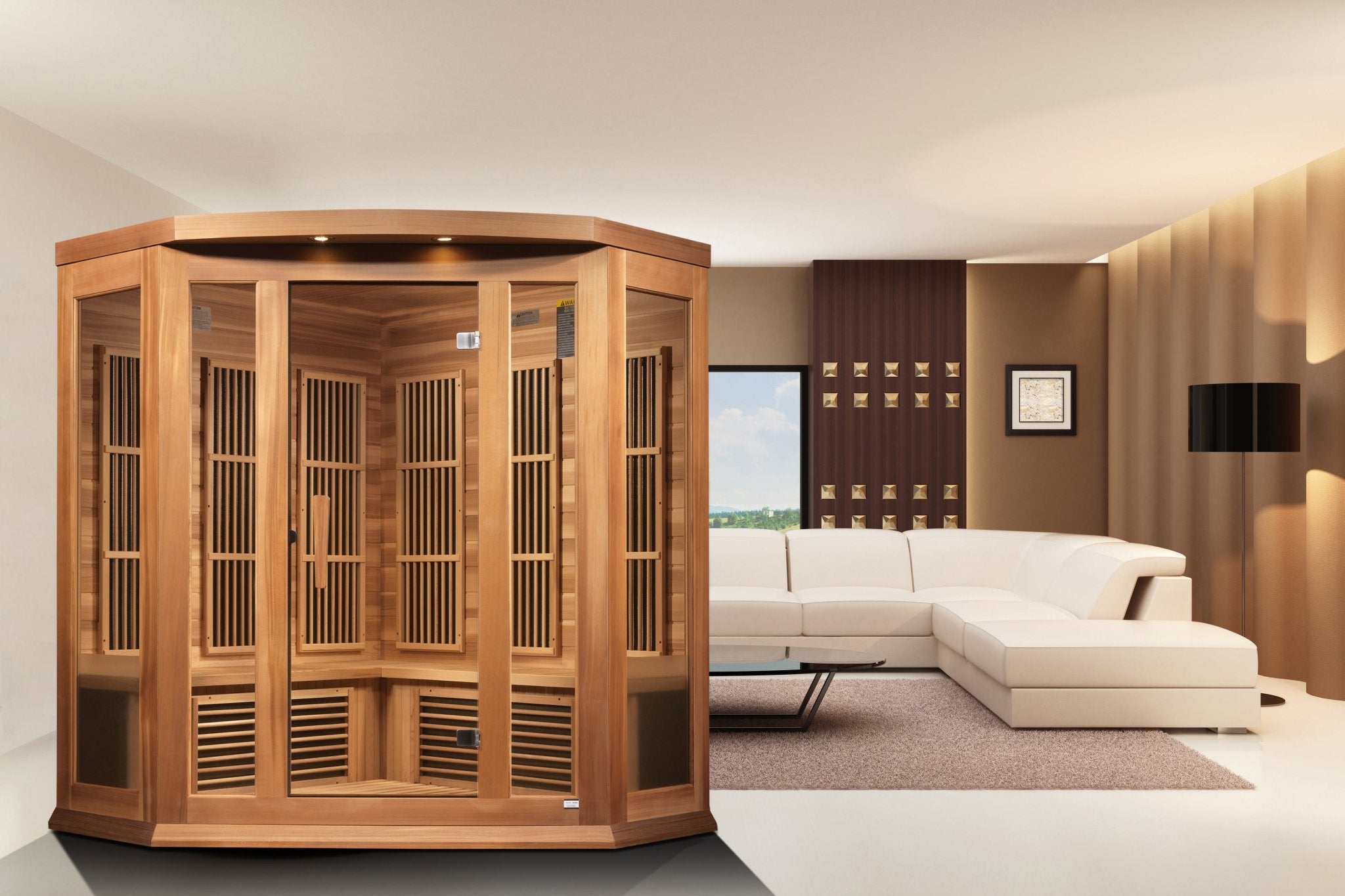 Maxxus 3-Person Corner Low EMF FAR Infrared Sauna – Canadian Hemlock-Maxxus-InHouse Wellness