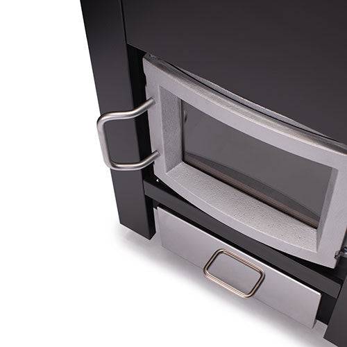 Narvi 30 Wood-Burning Sauna Stove 24 kW with Black Steel Casing & Glass Door