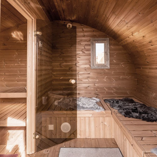 SaunaLife Model G11 Garden-Series Outdoor Home Sauna – 2-Room Layout for Up to 8 People