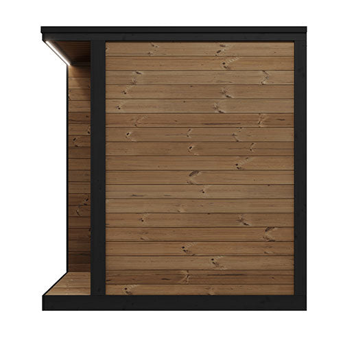 SaunaLife Model GL4 Outdoor Sauna Kit with Thermo-Spruce Walls, Bronze Tempered Glass Front & Wi-Fi LED Lighting
