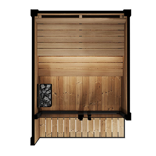 SaunaLife Model GL4 Outdoor Sauna Kit with Thermo-Spruce Walls, Bronze Tempered Glass Front & Wi-Fi LED Lighting