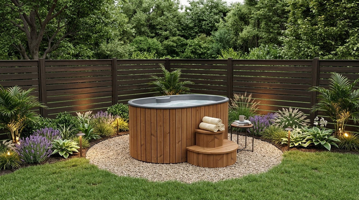 SaunaLife Model S2N – 2‑Person Hot & Cold Immersion Tub, Natural Thermo‑Pine Finish