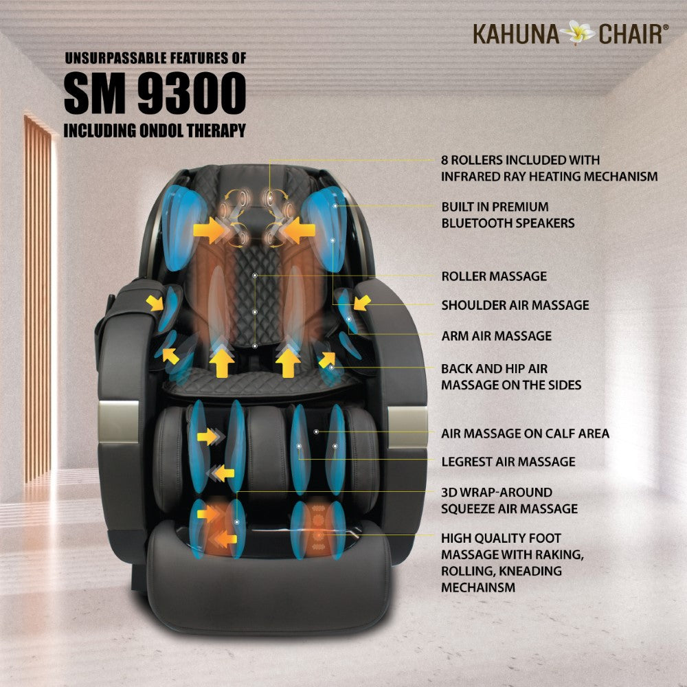 Kahuna Chair SM-9300 Premium 4D Massage Chair with Body Scan & Dual Heating