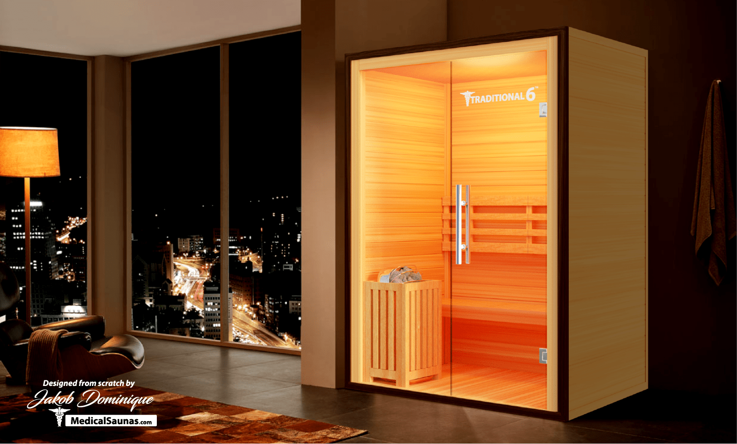 Traditional 6 Steam Sauna - 3 Person Capacity, Canadian Hemlock, Rapid Heating