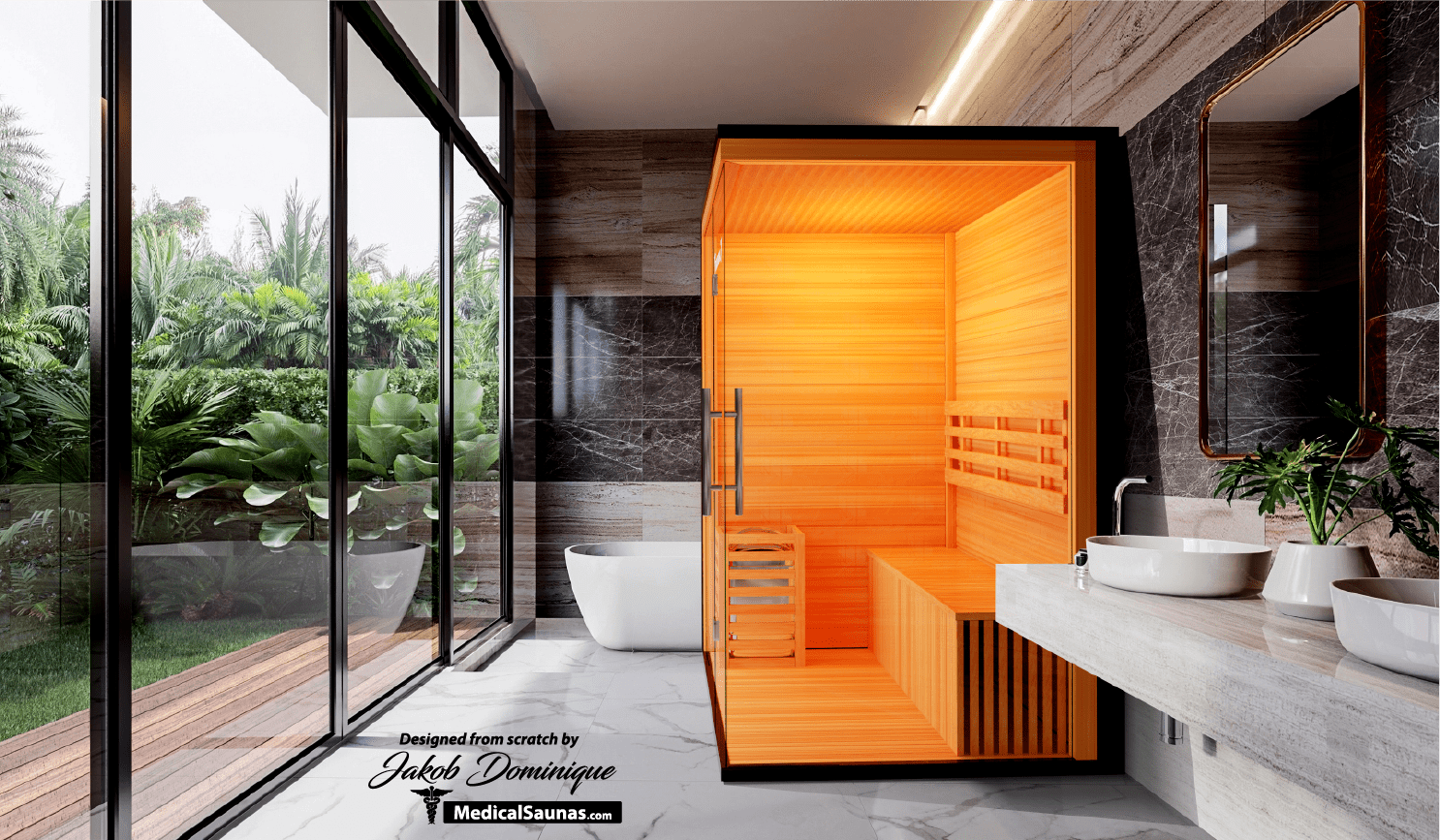 Traditional 7™ Sauna | 4-Person Hemlock Sauna with Rapid Heating & Medical Benefits