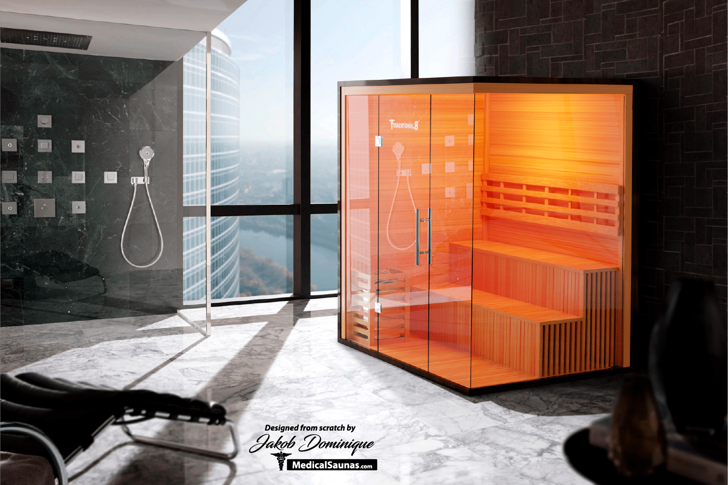 Traditional 8 Plus Steam Sauna - 4-6 Person Luxury Hemlock Sauna