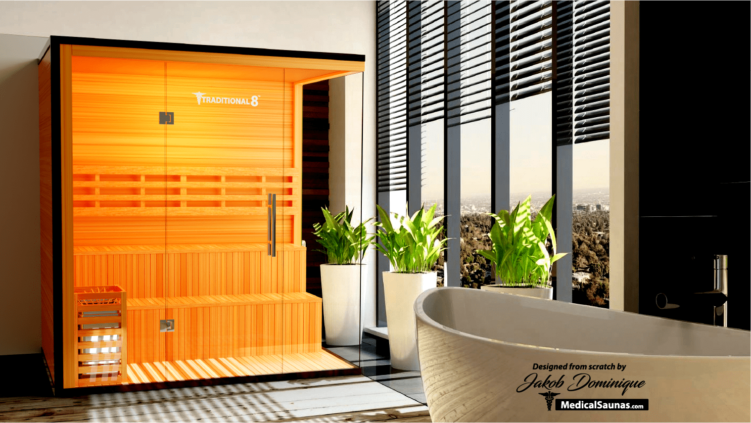 Traditional 8 Plus Steam Sauna - 4-6 Person Luxury Hemlock Sauna