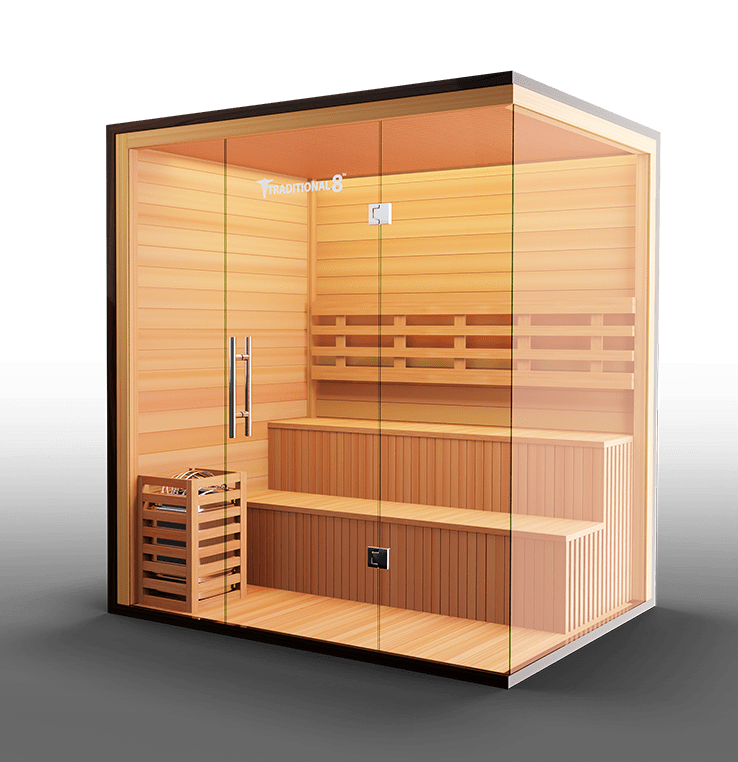 Traditional 8 Plus Steam Sauna - 4-6 Person Luxury Hemlock Sauna