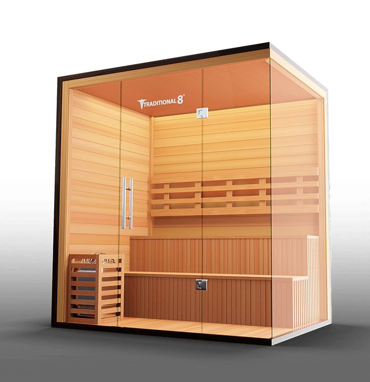 Traditional 8 Plus Steam Sauna - 4-6 Person Luxury Hemlock Sauna