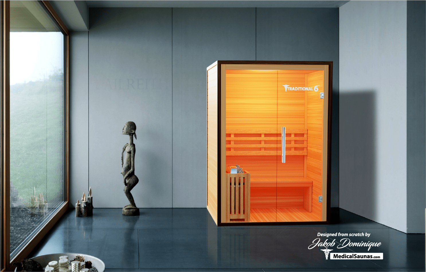Traditional 6 Steam Sauna - 3 Person Capacity, Canadian Hemlock, Rapid Heating-Medical Saunas-InHouse Wellness