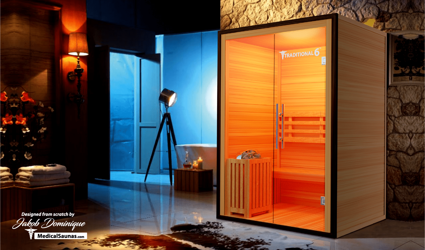 Traditional 6 Steam Sauna - 3 Person Capacity, Canadian Hemlock, Rapid Heating-Medical Saunas-InHouse Wellness