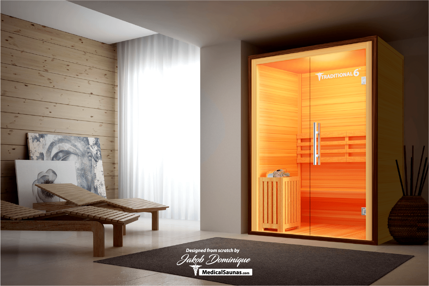 Traditional 6 Steam Sauna - 3 Person Capacity, Canadian Hemlock, Rapid Heating-Medical Saunas-InHouse Wellness